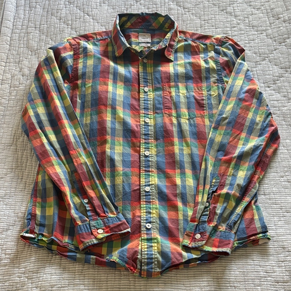 GAP Men's Colorful Plaid Button Down Shirt